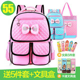 韩版小学生公主书包1-3-6年级女童纯PU皮双肩背包大容量儿童书包