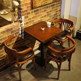 咖啡厅桌椅 时尚拼色混搭 复古loft 实木 特色餐馆主题餐厅桌椅