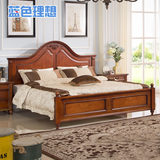 美式床全实木床双人床高箱床乡村家具卧室古典婚床大床1.8m实木床