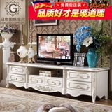 冠朝家具 欧式电视柜 美式韩式奢华雕花实木电视柜 珍珠白色地柜