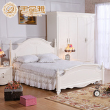 千品雅田园床韩式床 白色双人床1.8米高箱储物床欧式 家具实木床