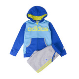 Adidas阿迪达斯童装春新款小男童加绒连帽运动夹克套装AH5456