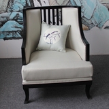 新中式实木卯榫家具定制现代中式布艺单人沙发售楼处会客恰谈椅子