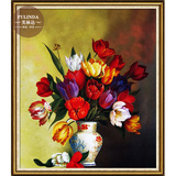 油画十字绣欧式满绣客厅新款小幅花瓶花卉系列丝线绣十字绣3d印花