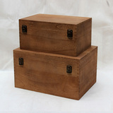 纯实木储物箱带锁做旧收纳箱欧式复古小木盒证件饰品礼品包装盒子