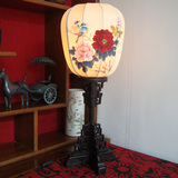 中式台灯手绘布艺灯饰客厅书房床头古典灯具实木雕刻仿古宫灯