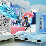 3D立体墙纸LOL英雄联盟人物鹰翅膀儿童房间电视背景墙壁画壁纸