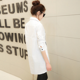 2016女春秋装新款中长款白色套式衬衫韩版休闲纯棉衬衣长袖打底衫