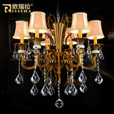 锌合金古铜色复古吊灯欧式水晶吊灯客厅餐厅卧室吊灯蜡烛水晶灯