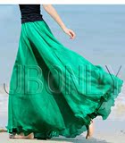 2015春夏新款波西米亚长裙沙滩裙超大摆显瘦雪纺裙雪纺半身裙