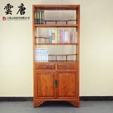 中式实木书柜简易单个储物收纳柜置物架复古榆木宜家用展示陈列架
