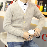 男士毛衣开衫青年学院风秋冬季韩版修身加厚开衫外套学生保暖毛衣