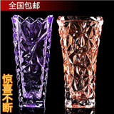 包邮透明彩色花瓶玫瑰百合富贵竹台面水晶玻璃琉璃花瓶