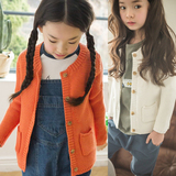 女童春秋装新款韩国版童装儿童宝宝毛衣针织衫纯棉中大童开衫外套