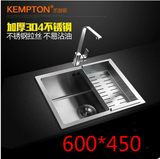 304不锈钢水槽套餐手工水槽厨房洗菜盆单槽加厚4mm面板6045