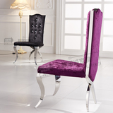 不锈钢餐椅现代简约家居新古典金属椅高档绒布靠背椅酒店客厅椅子