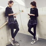 韩国代购正品女士瑜伽服跑步裤女假两件健身服秋冬款女运动套装