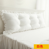 100%全棉低款床上长靠背大靠垫白色含芯花边靠枕可拆洗纯棉