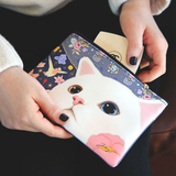 韩国正品可爱卡通猫咪印花皮革化妆包药包居家收纳包便携手拿包