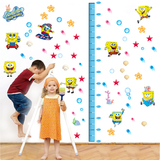 卡通海绵宝宝身高测量墙贴 幼儿园儿童房卧室装饰防水可移除贴纸