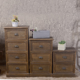包邮床头柜美式复古做旧收纳储物柜子简约现代厨柜带门实木抽屉柜