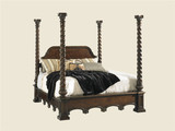 美式新古典卧室家具 欧式四高柱双人床 法式纯实木雕花柱子床定做