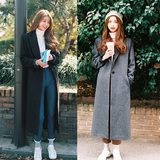 MISSQ冬装新款韩版茧型显瘦西装领中长款毛呢大衣女加厚修身外套
