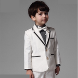 香港代购春秋儿童钢琴表演服装男童西装白色花童主持人礼服外套夏