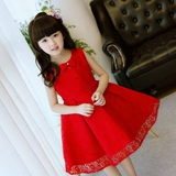 儿童礼服公主裙女童生日礼服红色花童婚纱礼服晚礼服钢琴演出礼服