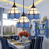 餐厅灯三头吊灯蓝色地中海灯具北欧式田园卧室灯饭厅创意吧台灯饰