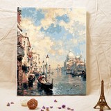 带实木内框 风景手绘装饰画 威尼斯大运河 自由自画 优质数字油画