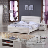 纯实木榆木床 1.8 米1.5米双人床婚床 厂家直销 特价白色榆木床
