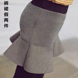 秋冬款裤裙假两件打底裤外穿九分百褶裙学生薄款修身显瘦包臀裙女