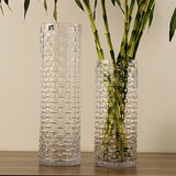 40厘米直筒藤编透明玻璃花瓶加厚大号百合富贵竹水培花器摆设