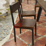 餐椅餐厅椅子美式铁艺实木高靠背快餐饭店酒店凳子办公椅单椅家具