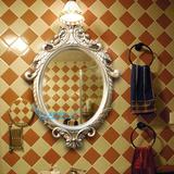 欧式白色相框 高档椭圆形壁挂式结婚照相框 卫生间浴室洗手台镜子