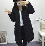 实拍2015冬季新款韩版羽绒棉服收腰修身加厚中长款棉衣女外套