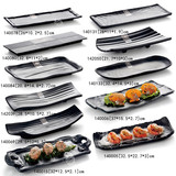 日式密胺火锅餐具仿瓷平盘小吃长条刺身烤肉长盘黑色寿司盘子碟子