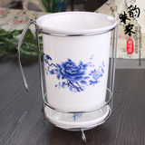 青花瓷筷子桶厨房筷笼家用餐具筷架创意韩式陶瓷沥水筷盒单筒包邮