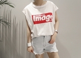 L4韩国代购正品女士T恤夏季宽松圆领中长款无袖棉通勤白色打底衫