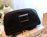 欧美韩国日本黑色pu皮质高档奢华收纳包手拿晚宴包笔袋钱包化妆包