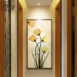 现代简约花卉玄关装饰画竖版挂画客厅书房壁画过道走廊壁画