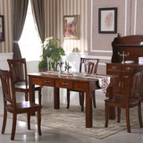 香樟木餐桌全实木餐桌现代简约长方形饭桌餐桌椅组合包物流