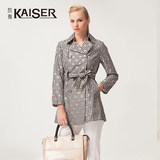 Kaiser/凯撒专柜同款 秋季高端女装格子波点修身女款长袖风衣外套