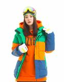 韩国代购16冬季新拼色休闲防风防寒防水速干保暖加厚滑雪服外套女