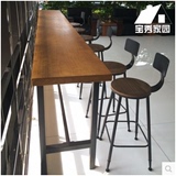 简约时尚实木长桌西餐厅桌椅组合星巴克桌咖啡桌长条高脚桌吧台桌