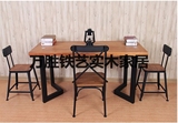 loft铁艺餐桌实木会议办公桌长桌工业风长方形电脑桌椅组合工作台