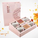 结婚礼品回礼商务陶瓷碗筷餐具套装公司礼品 碗筷8件套礼盒包装