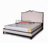 美式棉麻布艺双人床现代简约新中式实木双人床别墅卧室家具可定制