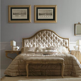 法式美式复古婚床欧式新古典实木床软包布皮艺靠背拉扣1.8双人床